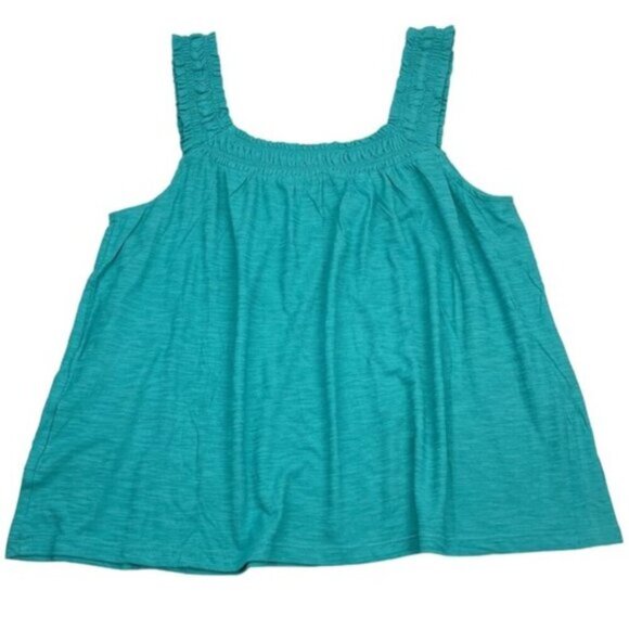 By Anthropologie Lillian Ruched Teal Tank Top Womens Size Large - Picture 6 of 6